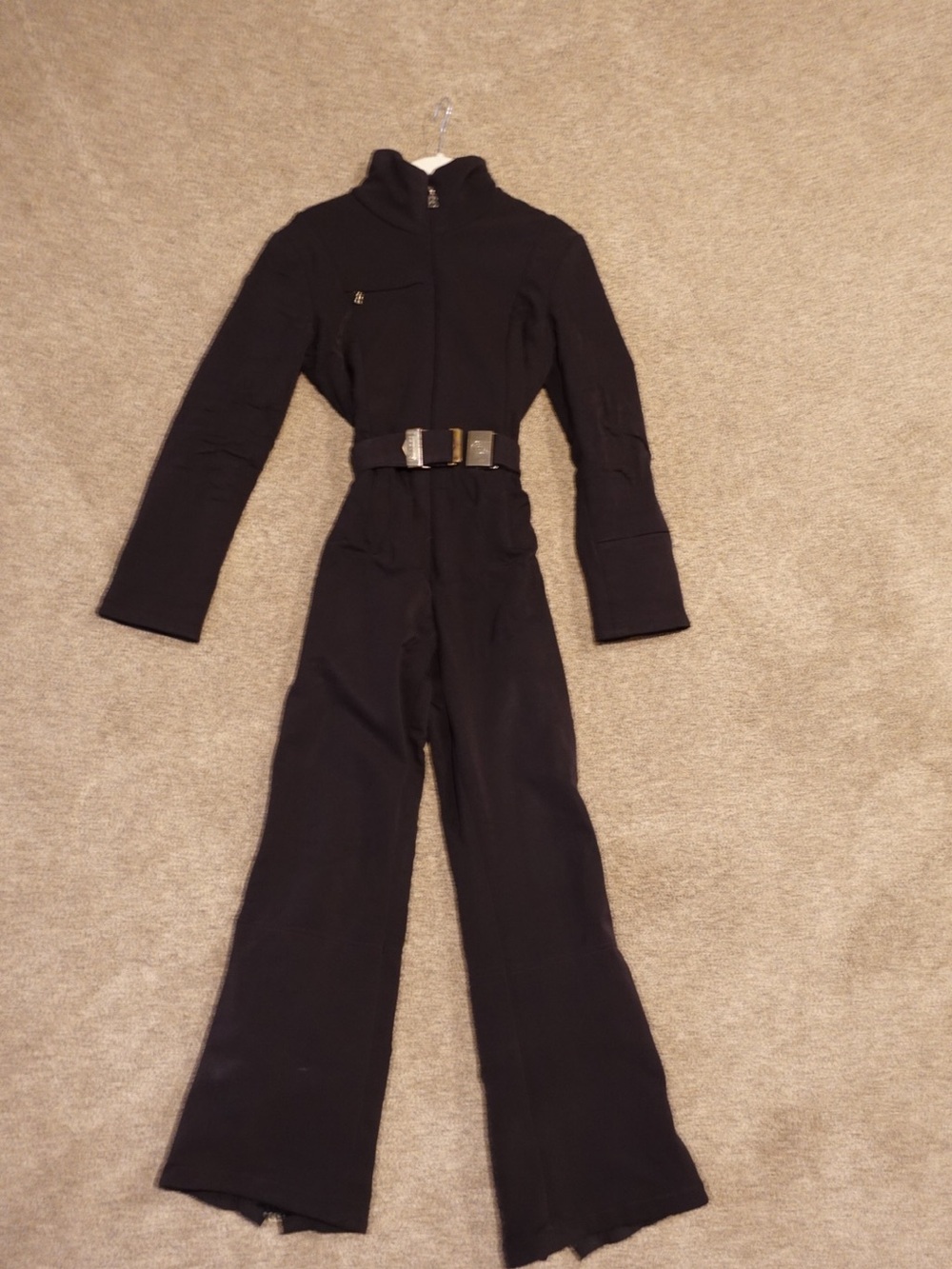 Bogner Vintage Black Long-Sleeve Belted Jumpsuit